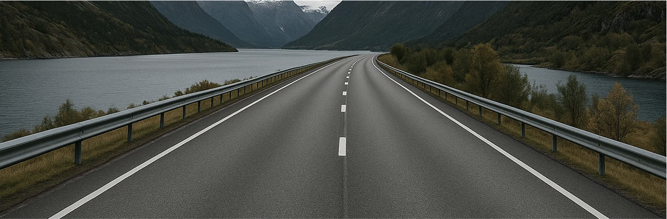 Europeisk motorvei med lastebil